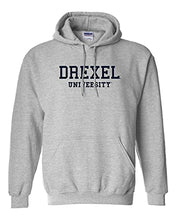 Load image into Gallery viewer, Drexel University Navy Text Hooded Sweatshirt - Sport Grey
