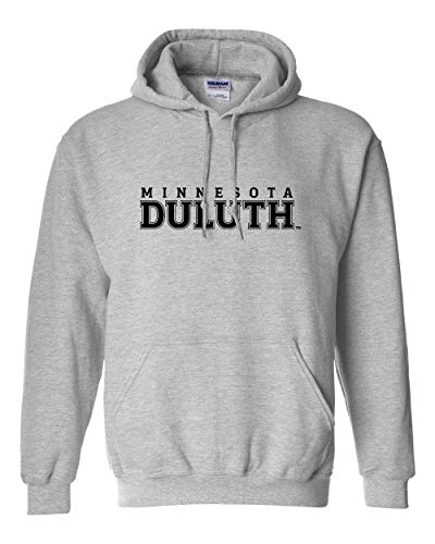 Minnesota Duluth Black Text Hooded Sweatshirt - Sport Grey