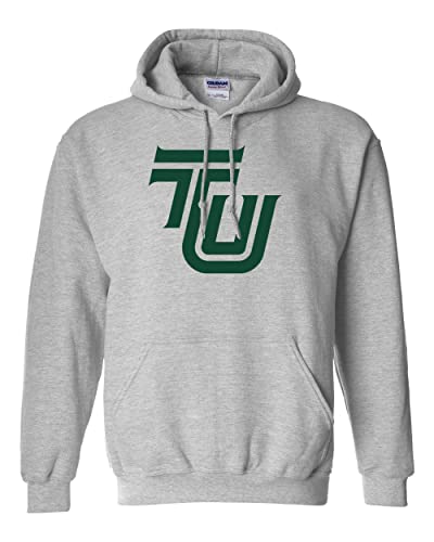 Tiffin University Dragon Green TU Hooded Sweatshirt - Sport Grey
