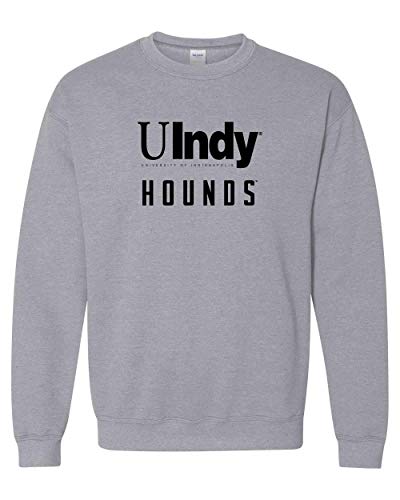 Univ of Indianapolis UIndy Hounds Black Text Crewneck Sweatshirt - Sport Grey
