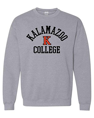 Kalamazoo K College Arched Two Color Crewneck Sweatshirt - Sport Grey