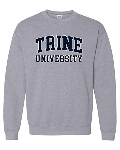 Trine University Two Color Text Crewneck Sweatshirt - Sport Grey