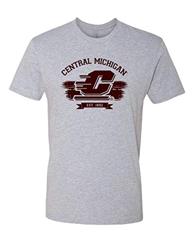 Premium Central Michigan University Grey Vintage Adult T-Shirt CMU Chippewas Logo Apparel Mens/Womens T-Shirt - Heather Gray