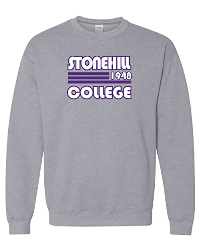 Retro Stonehill College Crewneck Sweatshirt - Sport Grey