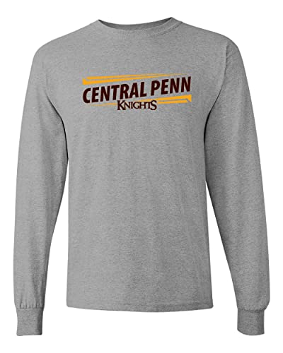 Central Penn Knights Slant Text Long Sleeve Shirt - Sport Grey
