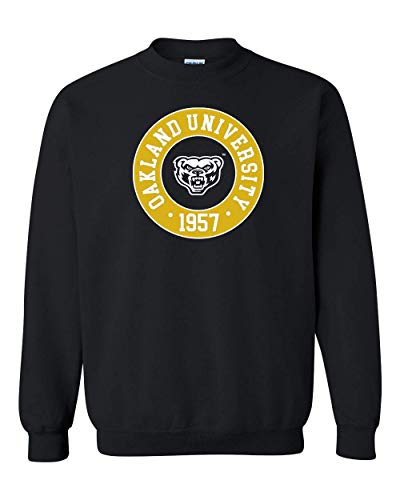 Oakland University Circle Two Color Crewneck Sweatshirt - Black