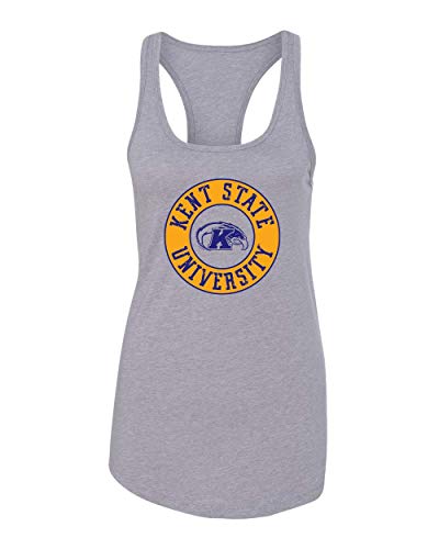 Kent State Circle Two Color Tank Top - Heather Grey