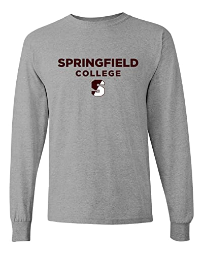 Springfield College S Logo Text Long Sleeve Shirt - Sport Grey