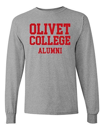 Olivet College Alumni Stacked Red Text Long Sleeve - Sport Grey