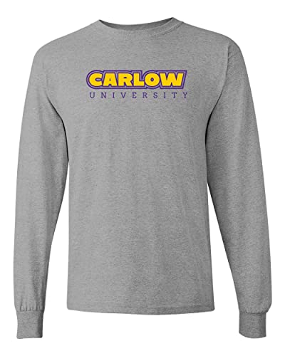 Carlow University Block Letters Long Sleeve Shirt - Sport Grey