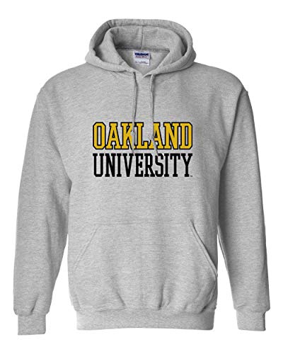 Oakland University Text Two Color Hooded Sweatshirt - Sport Grey