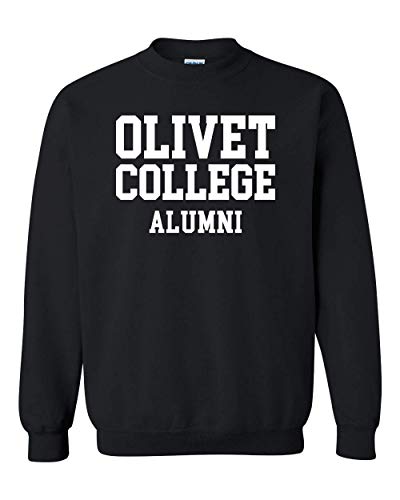 Olivet College Alumni Stacked White Text Crewneck Sweatshirt - Black