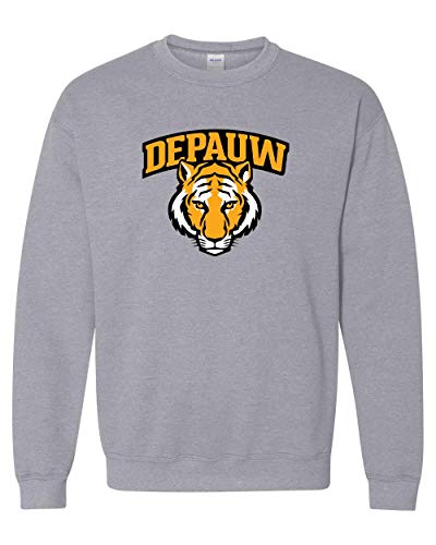 DePauwTiger Head Full Color Crewneck Sweatshirt - Sport Grey