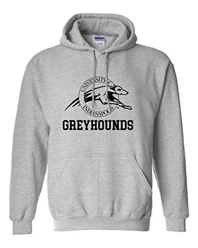 Univ of Indianapolis Greyhounds Black Text Hooded Sweatshirt - Sport Grey