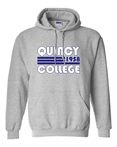 Retro Quincy College Hooded Sweatshirt - Sport Grey