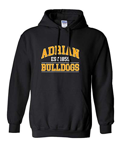 Adrian College Bulldogs 2 Color Established 1859 Hoodie - Black