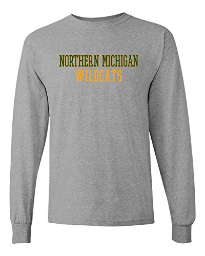 Northern Michigan Wildcats Text Two Color Long Sleeve - Sport Grey