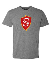 Load image into Gallery viewer, Stanislaus State Shield Exclusive Soft T-Shirt - Dark Heather Gray
