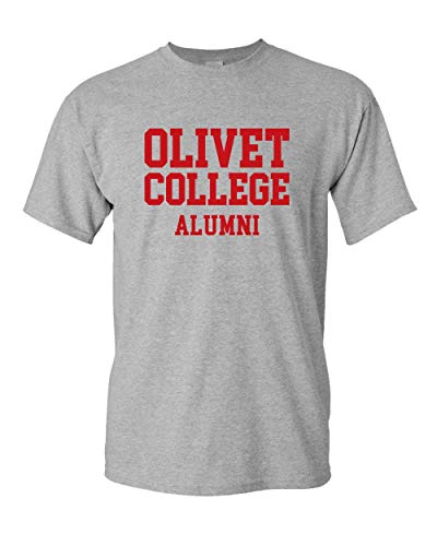 Olivet College Alumni Stacked Red Text T-Shirt - Sport Grey