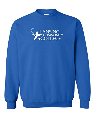 Lansing Community College Logo One Color Crewneck Sweatshirt - Royal