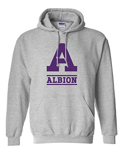Albion College One Color Purple A Hooded Sweatshirt Britons Logo Apparel Mens/Womens Hoodie - Sport Grey