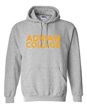 Load image into Gallery viewer, Adrian College Stacked 1 Color Gold Text Hooded Sweatshirt - Sport Grey
