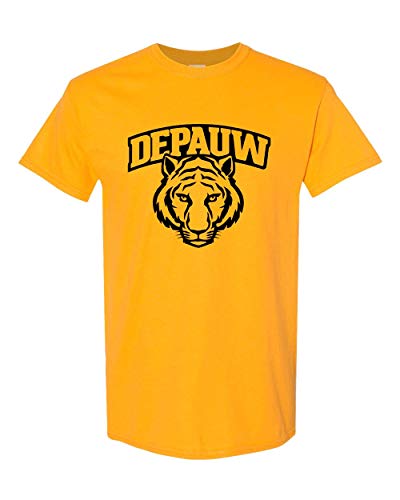 DePauw Tiger Head Black Ink T-Shirt - Gold