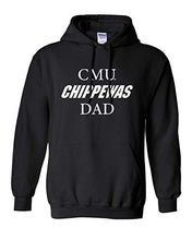 Load image into Gallery viewer, CMU White Text Chippewas DAD Hooded Sweatshirt Central Michigan University Parent Apparel Mens/Womens Hoodie - Black
