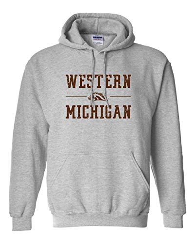 Western Michigan Bronco Head Stacked One Color Hooded Sweatshirt - Sport Grey