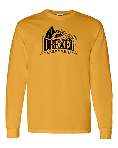 Drexel University Full Logo 1 Color Long Sleeve - Gold