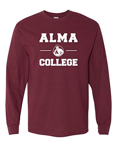 Alma College Scots Stacked One Color Long Sleeve - Maroon