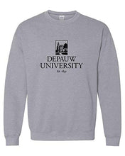 Load image into Gallery viewer, DePauw Full Logo Black Ink Crewneck Sweatshirt - Sport Grey
