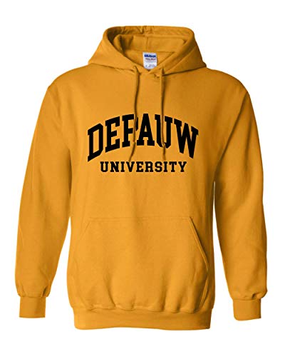 DePauw 1 Color Black Text Hooded Sweatshirt - Gold