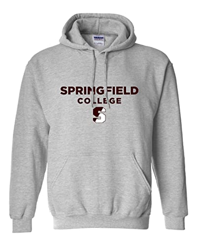 Springfield College S Logo Text Hooded Sweatshirt - Sport Grey