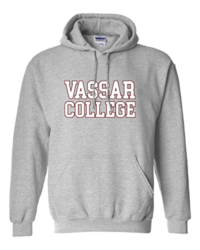Vassar College Block Letters Hooded Sweatshirt - Sport Grey