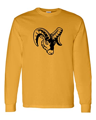 Framingham State University Mascot Head Long Sleeve Shirt - Gold