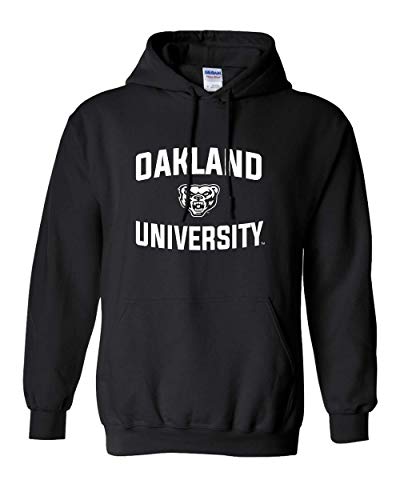 Oakland University Stacked One Color Hooded Sweatshirt - Black
