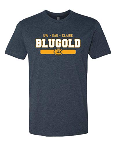 UW Eau Claire Blugold Stacked Two Color Exclusive Soft Shirt - Midnight Navy