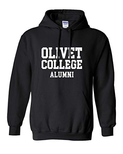 Olivet College Alumni Stacked White Text Hooded Sweatshirt - Black