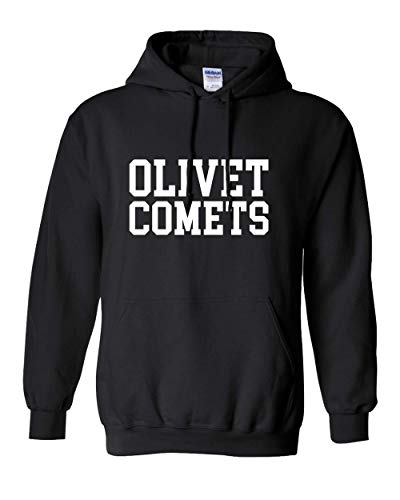 Olivet College Comets White Text Hooded Sweatshirt - Black