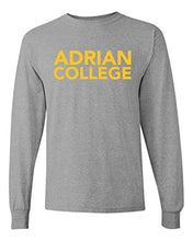 Load image into Gallery viewer, Adrian College Stacked 1 Color Gold Text Long Sleeve - Sport Grey
