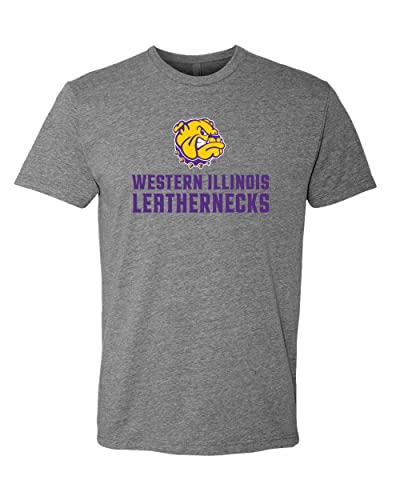 Western Illinois Full Logo Soft Exclusive T-Shirt - Dark Heather Gray