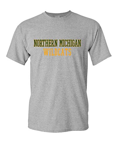 Northern Michigan Wildcats Text Two Color T-Shirt - Sport Grey