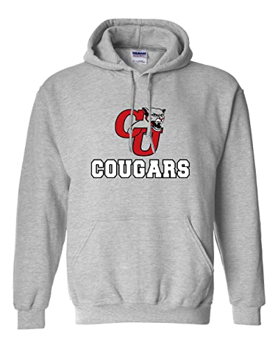 Clark University Cougars Logo Hooded Sweatshirt - Sport Grey
