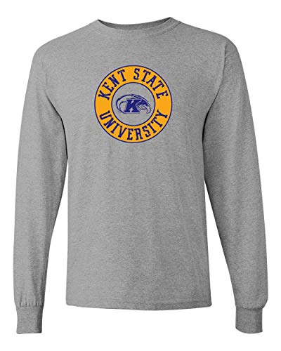 Kent State Circle Two Color Long Sleeve T-Shirt - Sport Grey