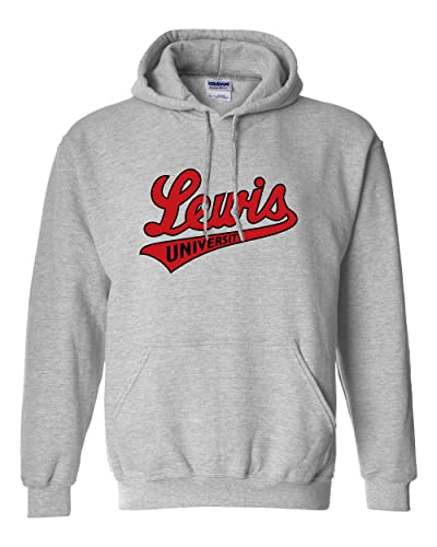Lewis University Script Hooded Sweatshirt - Sport Grey