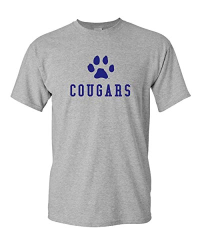 Saint Francis Cougars Navy Paw T-Shirt - Sport Grey