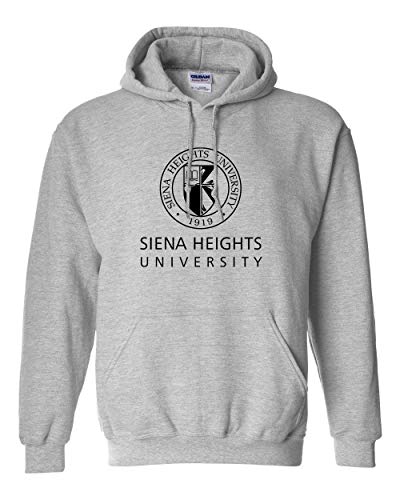 Siena Heights Stacked Black Logo Hooded Sweatshirt - Sport Grey
