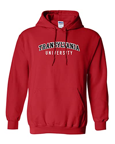 Transylvania University Block Two Color Hooded Sweatshirt - Red