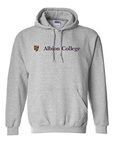 Albion College 2 Color Text Hooded Sweatshirt | Albion Britons Student and Alumni Mens/Womens Hoodie - Sport Grey
